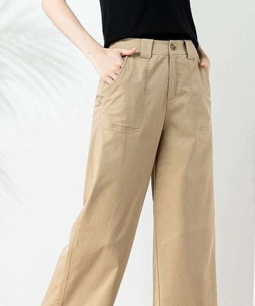 Flugge（フラッジー）の「八分丈ストレートチノパンツ（チノパンツ・レディース・ベージュ/ブラック・LARGE/MEDIUM）」の3枚目の写真