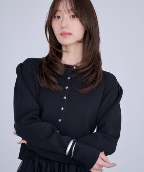 Dita Muaj.（ディータムアージュ）の「クリアボタンカーディガン（カーディガン/ボレロ・レディース・ブラック/ベビーピンク/ペールイエロー・FREE）」の2枚目の写真