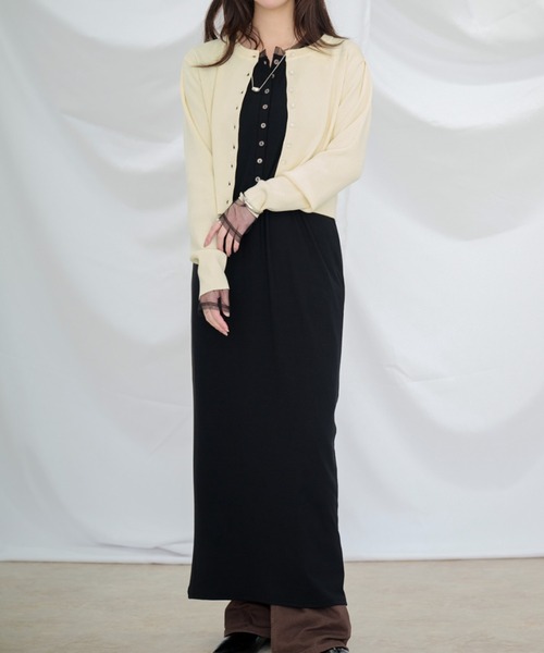 Dita Muaj.（ディータムアージュ）の「クリアボタンカーディガン（カーディガン/ボレロ・レディース・ブラック/ベビーピンク/ペールイエロー・FREE）」の4枚目の写真