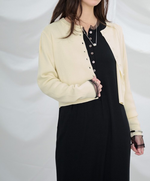 Dita Muaj.（ディータムアージュ）の「クリアボタンカーディガン（カーディガン/ボレロ・レディース・ブラック/ベビーピンク/ペールイエロー・FREE）」の6枚目の写真