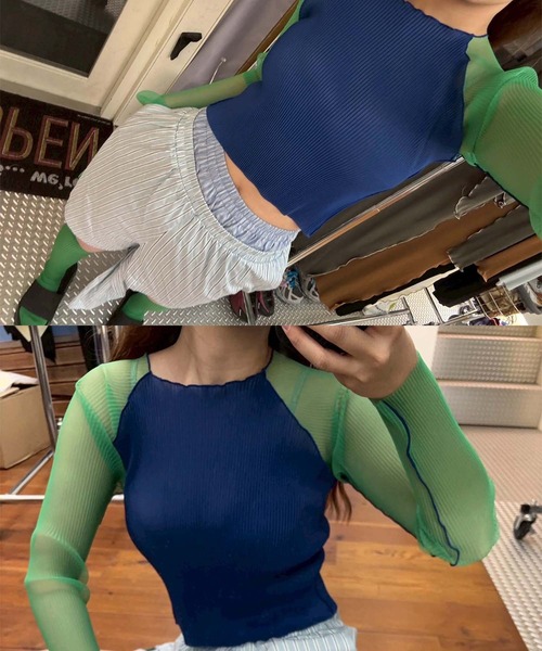 kotohayokozawa/コトハヨコザワ】SHEER RAGLAN TOP/シアーリーガン