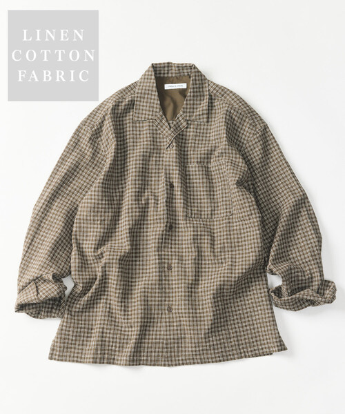 FREAK'S STORE（フリークスストア）の「LINEN COTTON OPEN COLLAR SHIRT/リネンコットン リラックスフィット オープンカラーシャツ【セットアップ対応】（シャツ/ブラウス・メンズ・ホワイト/チャコールグレー/ブラック/ベージュ/ダークブラウン/ブラウン・MEDIUM/LARGE）」の5枚目の写真