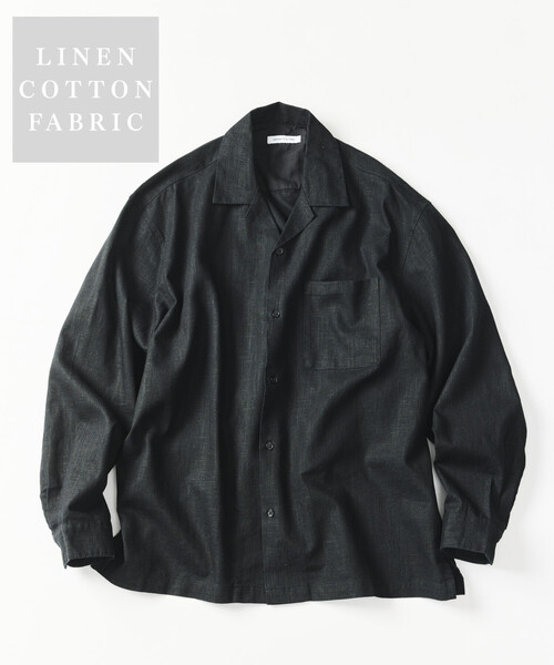 FREAK'S STORE（フリークスストア）の「LINEN COTTON OPEN COLLAR SHIRT/リネンコットン リラックスフィット オープンカラーシャツ【セットアップ対応】（シャツ/ブラウス・メンズ・ホワイト/チャコールグレー/ブラック/ベージュ/ダークブラウン/ブラウン・MEDIUM/LARGE）」の3枚目の写真