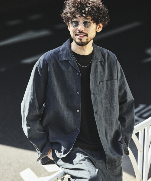 FREAK'S STORE（フリークスストア）の「LINEN COTTON OPEN COLLAR SHIRT/リネンコットン リラックスフィット オープンカラーシャツ【セットアップ対応】（シャツ/ブラウス・メンズ・ホワイト/チャコールグレー/ブラック/ベージュ/ダークブラウン/ブラウン・MEDIUM/LARGE）」の7枚目の写真
