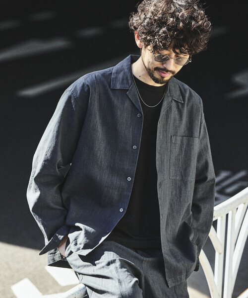 FREAK'S STORE（フリークスストア）の「LINEN COTTON OPEN COLLAR SHIRT/リネンコットン リラックスフィット オープンカラーシャツ【セットアップ対応】（シャツ/ブラウス・メンズ・ホワイト/チャコールグレー/ブラック/ベージュ/ダークブラウン/ブラウン・MEDIUM/LARGE）」の9枚目の写真