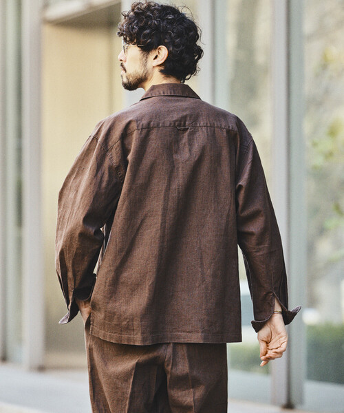 FREAK'S STORE（フリークスストア）の「LINEN COTTON OPEN COLLAR SHIRT/リネンコットン リラックスフィット オープンカラーシャツ【セットアップ対応】（シャツ/ブラウス・メンズ・ホワイト/チャコールグレー/ブラック/ベージュ/ダークブラウン/ブラウン・MEDIUM/LARGE）」の13枚目の写真
