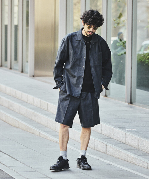 FREAK'S STORE（フリークスストア）の「LINEN COTTON OPEN COLLAR SHIRT/リネンコットン リラックスフィット オープンカラーシャツ【セットアップ対応】（シャツ/ブラウス・メンズ・ホワイト/チャコールグレー/ブラック/ベージュ/ダークブラウン/ブラウン・MEDIUM/LARGE）」の19枚目の写真