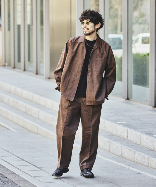 FREAK'S STORE（フリークスストア）の「LINEN COTTON OPEN COLLAR SHIRT/リネンコットン リラックスフィット オープンカラーシャツ【セットアップ対応】（シャツ/ブラウス・メンズ・ホワイト/チャコールグレー/ブラック/ベージュ/ダークブラウン/ブラウン・MEDIUM/LARGE）」の22枚目の写真