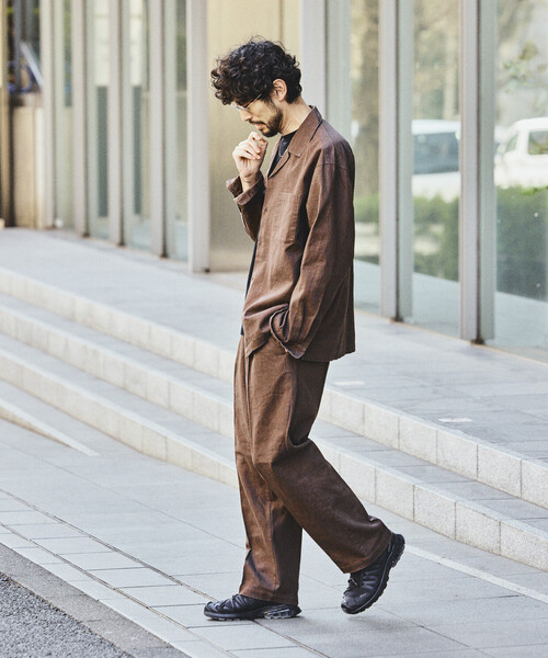 FREAK'S STORE(フリークスストア)の「LINEN COTTON OPEN COLLAR SHIRT/リネンコットン リラックスフィット オープンカラーシャツ【セットアップ対応】(シャツ/ブラウス・メンズ・ホワイト/チャコールグレー/ブラック/ベージュ/ダークブラウン/ブラウン・MEDIUM/LARGE)」の22枚目の写真