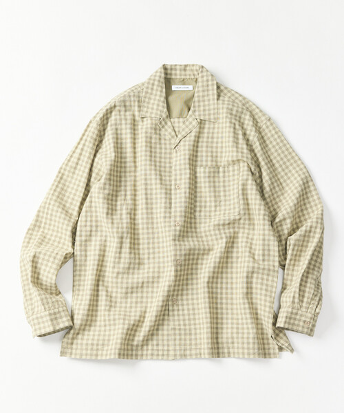 セール】LINEN COTTON OPEN COLLAR SHIRT/リネンコットン リラックス