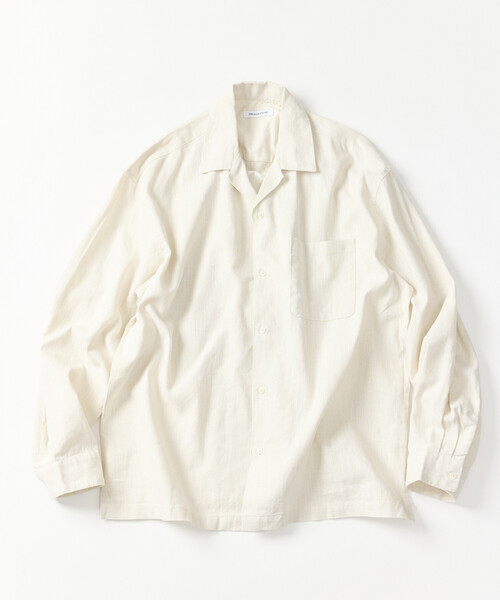 FREAK'S STORE(フリークスストア)の「LINEN COTTON OPEN COLLAR SHIRT/リネンコットン リラックスフィット オープンカラーシャツ【セットアップ対応】(シャツ/ブラウス・メンズ・ホワイト/チャコールグレー/ブラック/ベージュ/ダークブラウン/ブラウン・MEDIUM/LARGE)」の2枚目の写真