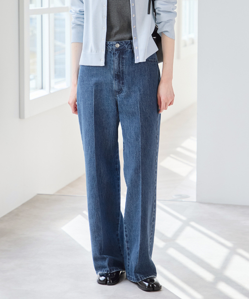 U by SPICK&SPAN(ユーバイスピックアンドスパン)の「ハイライズストレートデニム(デニムパンツ・レディース・ブルー/ネイビー・36/38)」の2枚目の写真