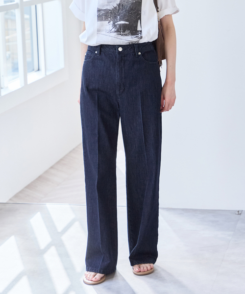 U by SPICK&SPAN(ユーバイスピックアンドスパン)の「ハイライズストレートデニム(デニムパンツ・レディース・ブルー/ネイビー・36/38)」の6枚目の写真