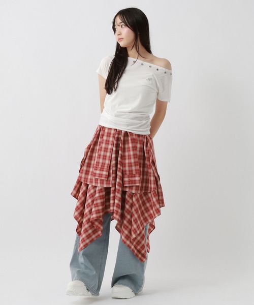 repipi armario(レピピ アルマリオ)の「チェックシャツレイヤー風スカート(スカート・キッズ・レッド/ブルー/ブラック・SMALL/MEDIUM/LARGE)」の7枚目の写真
