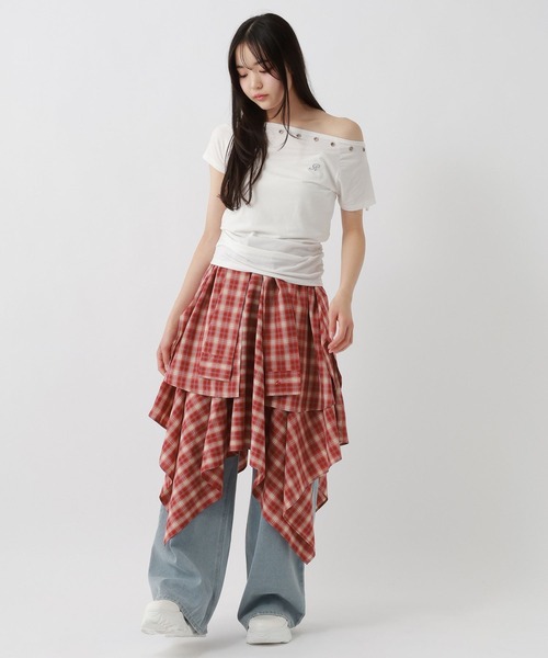 repipi armario(レピピ アルマリオ)の「チェックシャツレイヤー風スカート(スカート・キッズ・レッド/ブルー/ブラック・SMALL/MEDIUM/LARGE)」の8枚目の写真