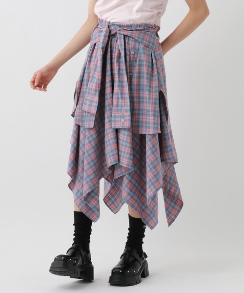 repipi armario(レピピ アルマリオ)の「チェックシャツレイヤー風スカート(スカート・キッズ・レッド/ブルー/ブラック・SMALL/MEDIUM/LARGE)」の13枚目の写真