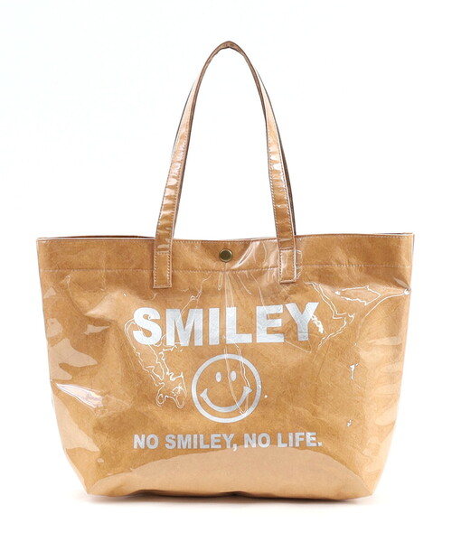 COOCO(クーコ)の「【SMILEY×COOCO】 PVCxペーパービッグトートバッグ/A4対応(トートバッグ・レディース・グレー/キャメル/オフホワイト・FREE)」の4枚目の写真
