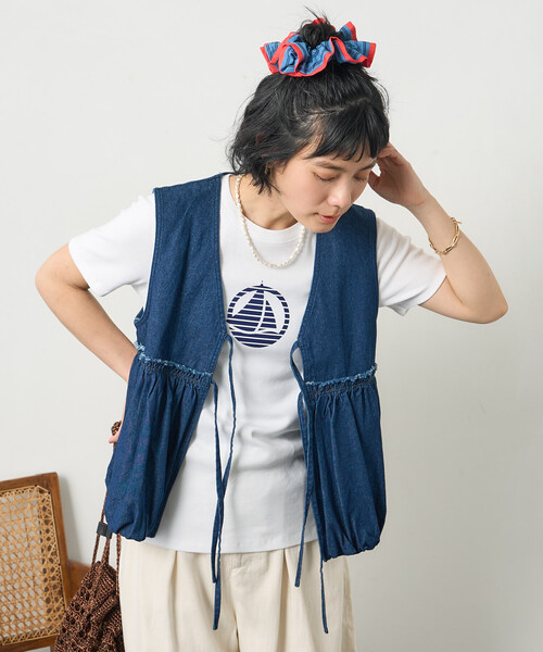 FREAK'S STORE（フリークスストア）の「RED KAP × FREAK'S STORE/レッドキャップ 別注裾バルーン リボンベスト（ベスト・レディース・ベージュ/ネイビー/ブラック・ﾌﾘ-）」の3枚目の写真