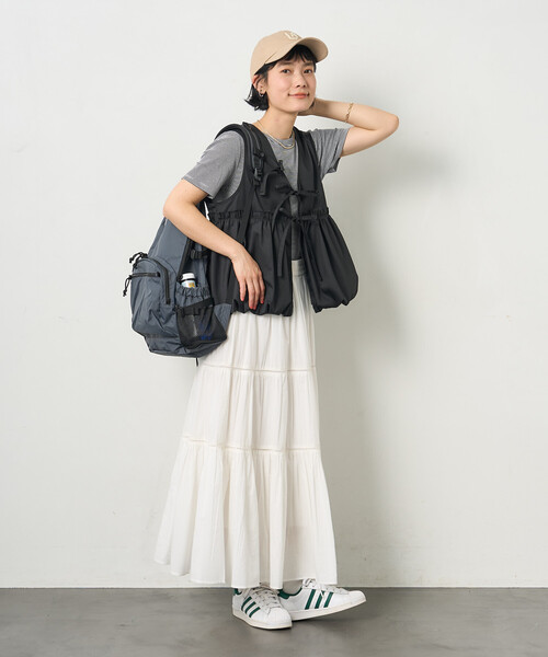 FREAK'S STORE（フリークスストア）の「RED KAP × FREAK'S STORE/レッドキャップ 別注裾バルーン リボンベスト（ベスト・レディース・ベージュ/ネイビー/ブラック・ﾌﾘ-）」の5枚目の写真