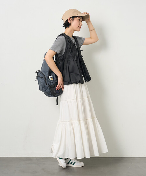 FREAK'S STORE（フリークスストア）の「RED KAP × FREAK'S STORE/レッドキャップ 別注裾バルーン リボンベスト（ベスト・レディース・ベージュ/ネイビー/ブラック・ﾌﾘ-）」の6枚目の写真