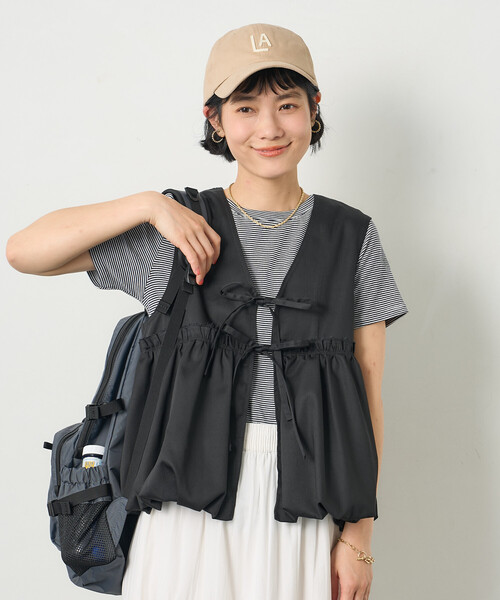 FREAK'S STORE（フリークスストア）の「RED KAP × FREAK'S STORE/レッドキャップ 別注裾バルーン リボンベスト（ベスト・レディース・ベージュ/ネイビー/ブラック・ﾌﾘ-）」の8枚目の写真