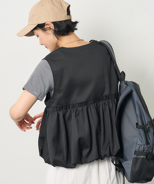 FREAK'S STORE（フリークスストア）の「RED KAP × FREAK'S STORE/レッドキャップ 別注裾バルーン リボンベスト（ベスト・レディース・ベージュ/ネイビー/ブラック・ﾌﾘ-）」の11枚目の写真