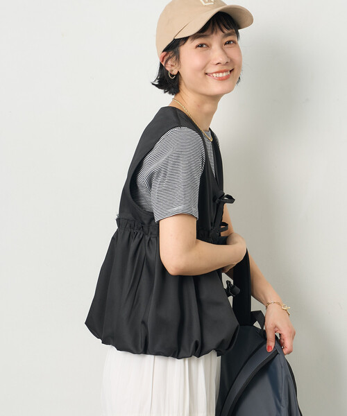 FREAK'S STORE（フリークスストア）の「RED KAP × FREAK'S STORE/レッドキャップ 別注裾バルーン リボンベスト（ベスト・レディース・ベージュ/ネイビー/ブラック・ﾌﾘ-）」の12枚目の写真