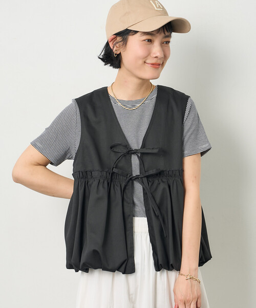 FREAK'S STORE（フリークスストア）の「RED KAP × FREAK'S STORE/レッドキャップ 別注裾バルーン リボンベスト（ベスト・レディース・ベージュ/ネイビー/ブラック・ﾌﾘ-）」の13枚目の写真
