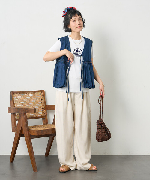 FREAK'S STORE（フリークスストア）の「RED KAP × FREAK'S STORE/レッドキャップ 別注裾バルーン リボンベスト（ベスト・レディース・ベージュ/ネイビー/ブラック・ﾌﾘ-）」の15枚目の写真