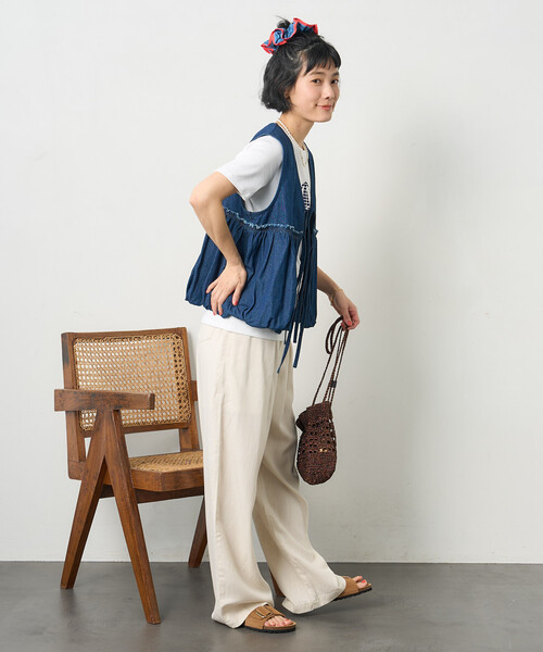 FREAK'S STORE（フリークスストア）の「RED KAP × FREAK'S STORE/レッドキャップ 別注裾バルーン リボンベスト（ベスト・レディース・ベージュ/ネイビー/ブラック・ﾌﾘ-）」の16枚目の写真