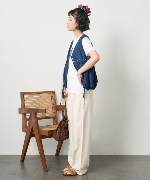 FREAK'S STORE（フリークスストア）の「RED KAP × FREAK'S STORE/レッドキャップ 別注裾バルーン リボンベスト（ベスト・レディース・ベージュ/ネイビー/ブラック・ﾌﾘ-）」の18枚目の写真