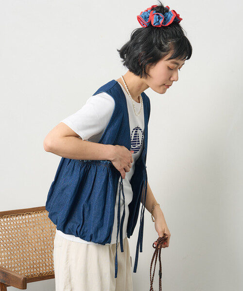 FREAK'S STORE（フリークスストア）の「RED KAP × FREAK'S STORE/レッドキャップ 別注裾バルーン リボンベスト（ベスト・レディース・ベージュ/ネイビー/ブラック・ﾌﾘ-）」の20枚目の写真