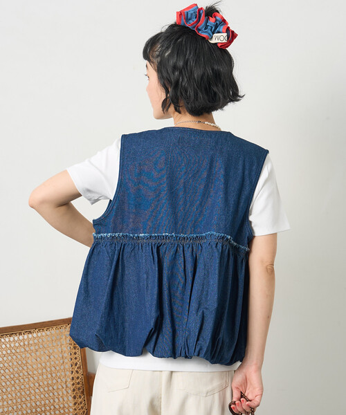 FREAK'S STORE（フリークスストア）の「RED KAP × FREAK'S STORE/レッドキャップ 別注裾バルーン リボンベスト（ベスト・レディース・ベージュ/ネイビー/ブラック・ﾌﾘ-）」の21枚目の写真