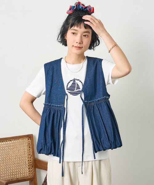 FREAK'S STORE（フリークスストア）の「RED KAP × FREAK'S STORE/レッドキャップ 別注裾バルーン リボンベスト（ベスト・レディース・ベージュ/ネイビー/ブラック・ﾌﾘ-）」の22枚目の写真