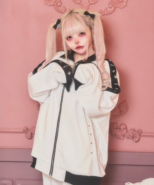 nyanMe（ニャンミー）の「うちらのじゃーじ（ジャージ・レディース・ブラック/ホワイト/サックスブルー/ピンク・FREE）」の6枚目の写真