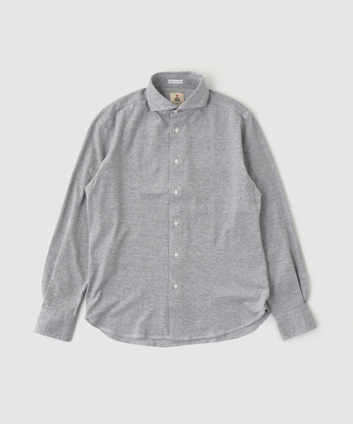 GUY ROVER(ギローバー)の「GUY ROVER (ギローバー) Melange Jersey Cutaway Shirts(シャツ/ブラウス・メンズ・ホワイト/ブラウン/ダークブルー・SMALL/MEDIUM/LARGE)」の2枚目の写真