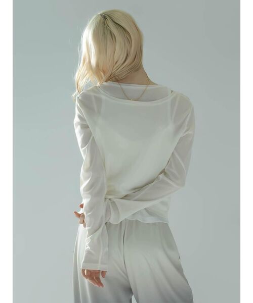 :ETHROF（イーサオブ）の「SHEER LAYERED LIKE TOPS（Tシャツ/カットソー・レディース・オフホワイト/ブラック・FREE）」の16枚目の写真