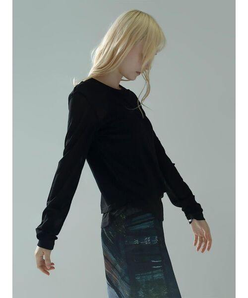 :ETHROF（イーサオブ）の「SHEER LAYERED LIKE TOPS（Tシャツ/カットソー・レディース・オフホワイト/ブラック・FREE）」の18枚目の写真