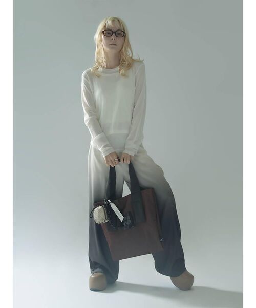:ETHROF（イーサオブ）の「SHEER LAYERED LIKE TOPS（Tシャツ/カットソー・レディース・オフホワイト/ブラック・FREE）」の22枚目の写真