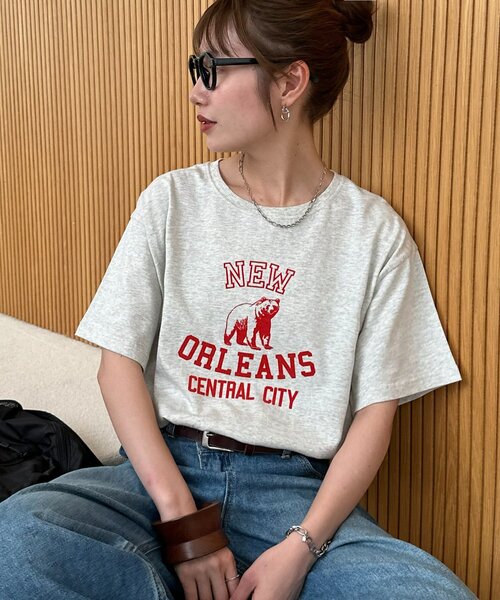 DISCOAT(ディスコート)の「【Enlude】アニマルカレッジロゴTシャツ《ユニセックス》(Tシャツ/カットソー・レディース・アイボリー/ライトベージュ/ライトグレー・FREE)」の3枚目の写真