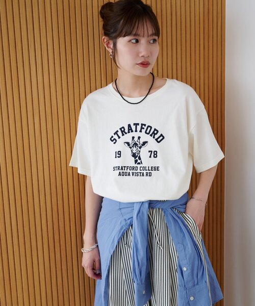 DISCOAT(ディスコート)の「【Enlude】アニマルカレッジロゴTシャツ《ユニセックス》(Tシャツ/カットソー・レディース・アイボリー/ライトベージュ/ライトグレー・FREE)」の5枚目の写真