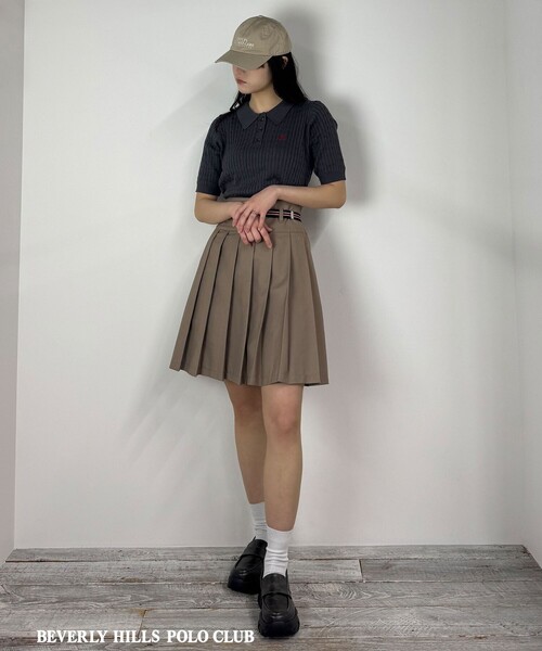 BEVERLY HILLS POLO CLUB（ビバリーヒルズポロクラブ）の「【BEVERLY HILLS POLO CLUB】ケーブルポロニット（ニット/セーター・レディース・ピンク/オフホワイト/チャコールグレー・FREE）」の9枚目の写真