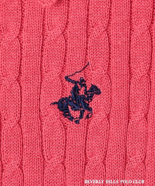 BEVERLY HILLS POLO CLUB（ビバリーヒルズポロクラブ）の「【BEVERLY HILLS POLO CLUB】ケーブルポロニット（ニット/セーター・レディース・ピンク/オフホワイト/チャコールグレー・FREE）」の19枚目の写真