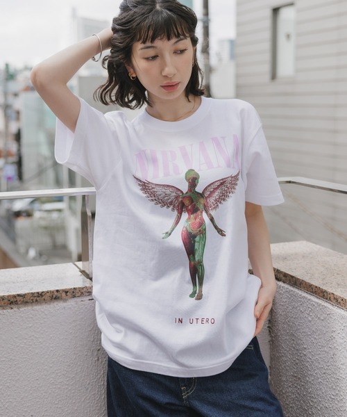 GOOD ROCK SPEED(グッドロックスピード)の「GOOD ROCK SPEED/グッドロックスピード NIRVANA In Utero ニルバーナ プリント クルーネックTシャツ 秋 秋服 2026年秋冬(Tシャツ/カットソー・メンズ・ホワイト/チャコールグレー・M/L/XL)」の4枚目の写真
