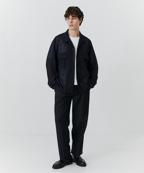 PUBLIC TOKYO(パブリックトウキョウ)の「リネンライクリラックスCPOシャツ /春服/ウォッシャブル/シアー/通気性(シャツ/ブラウス・メンズ・ネイビー/アイボリー・2/1)」の13枚目の写真