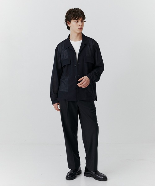 PUBLIC TOKYO(パブリックトウキョウ)の「リネンライクリラックスCPOシャツ /春服/ウォッシャブル/シアー/通気性(シャツ/ブラウス・メンズ・ネイビー/アイボリー・2/1)」の14枚目の写真