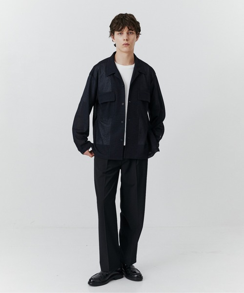 PUBLIC TOKYO(パブリックトウキョウ)の「リネンライクリラックスCPOシャツ /春服/ウォッシャブル/シアー/通気性(シャツ/ブラウス・メンズ・ネイビー/アイボリー・2/1)」の15枚目の写真