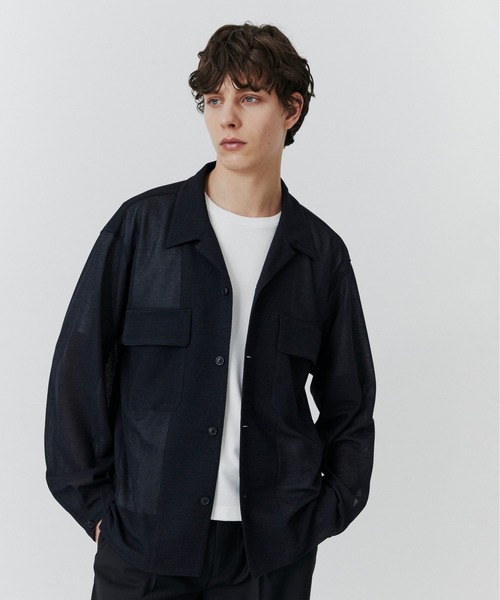 PUBLIC TOKYO(パブリックトウキョウ)の「リネンライクリラックスCPOシャツ /春服/ウォッシャブル/シアー/通気性(シャツ/ブラウス・メンズ・ネイビー/アイボリー・2/1)」の12枚目の写真