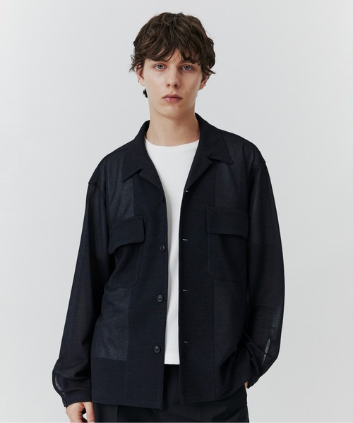 PUBLIC TOKYO(パブリックトウキョウ)の「リネンライクリラックスCPOシャツ /春服/ウォッシャブル/シアー/通気性(シャツ/ブラウス・メンズ・ネイビー/アイボリー・2/1)」の11枚目の写真