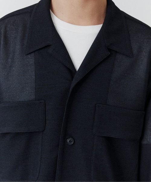 PUBLIC TOKYO(パブリックトウキョウ)の「リネンライクリラックスCPOシャツ /春服/ウォッシャブル/シアー/通気性(シャツ/ブラウス・メンズ・ネイビー/アイボリー・2/1)」の16枚目の写真